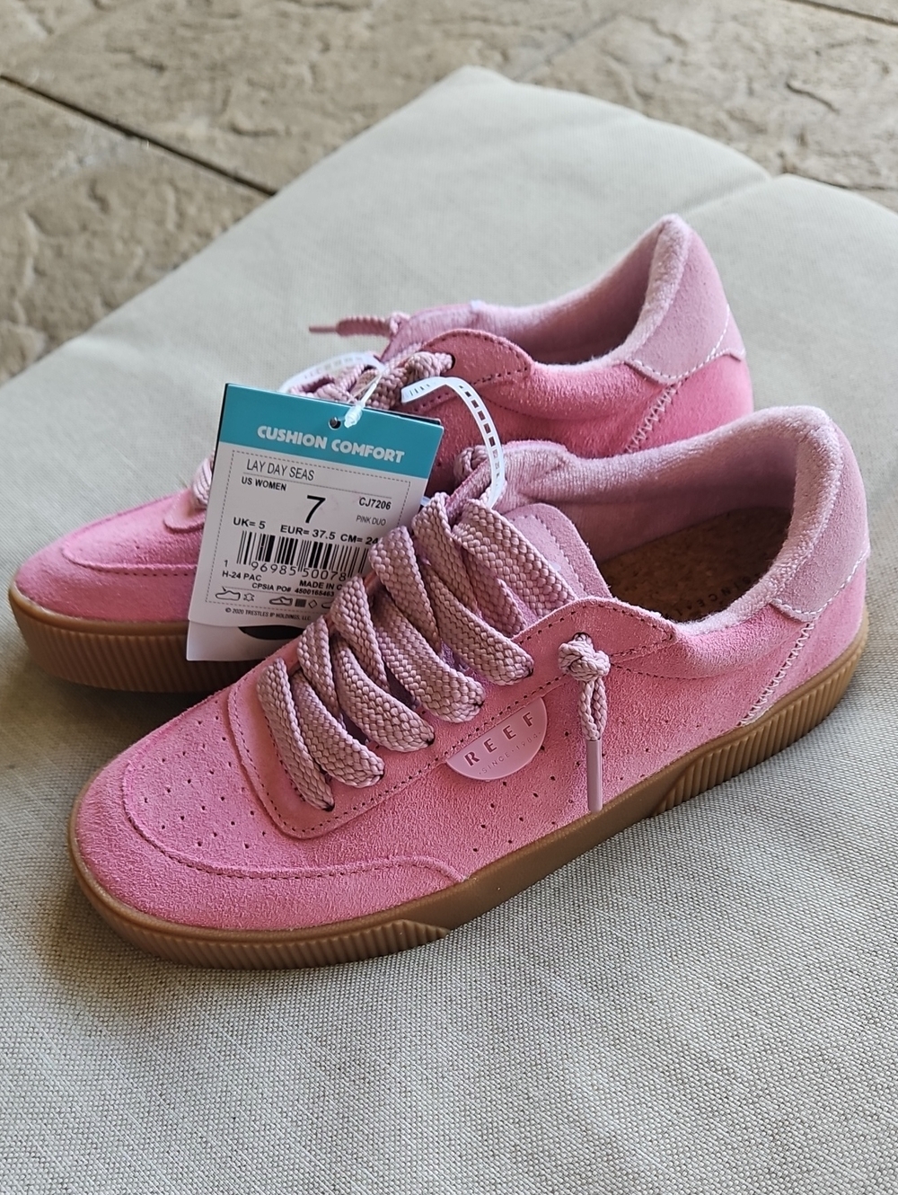 REEF Lay Day Seas Suede Leather Sneakers In Pink Duo Size 7